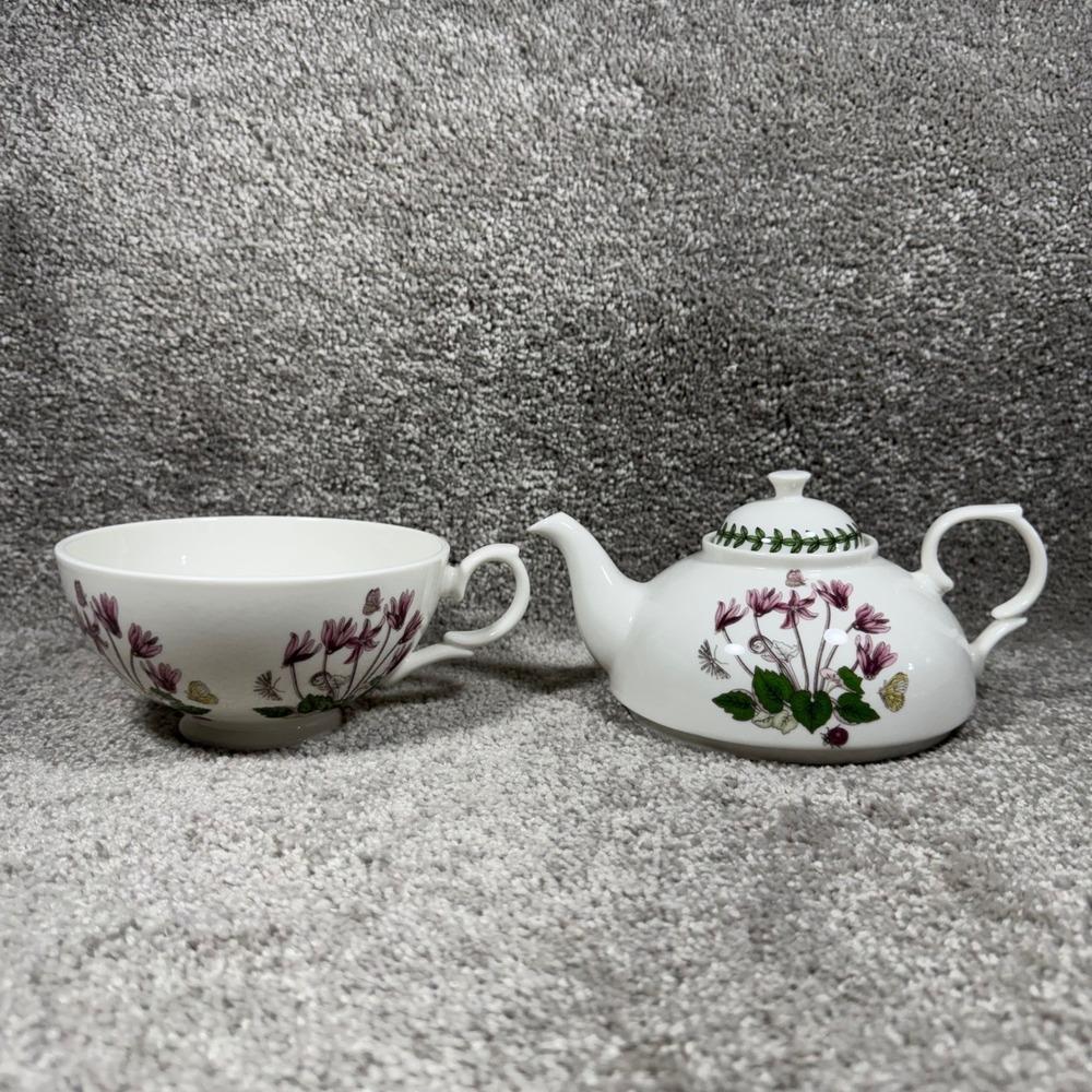 Portmeirion Botanic Garden Individual Teapot Cup Tea for One Set Porcelain 12oz